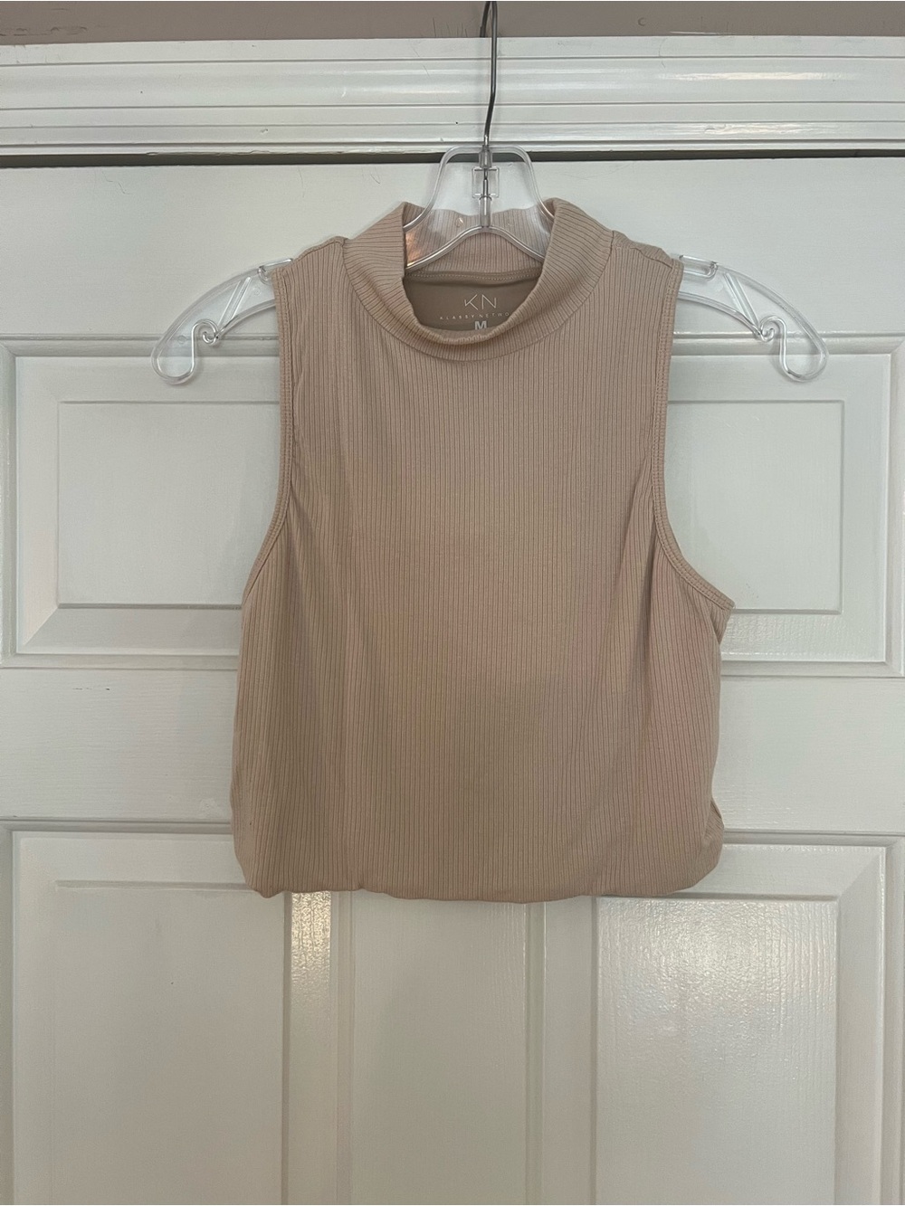 Klassy Network Beige Mock Neck Ribbed Tank - Picture 2 of 4